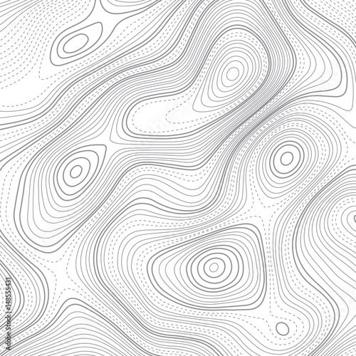 Wavy bold and dotted lines randomly arranged in topographic map style. Pattern in light gray colors. Texture for documents, textile, wrap or wallpaper.