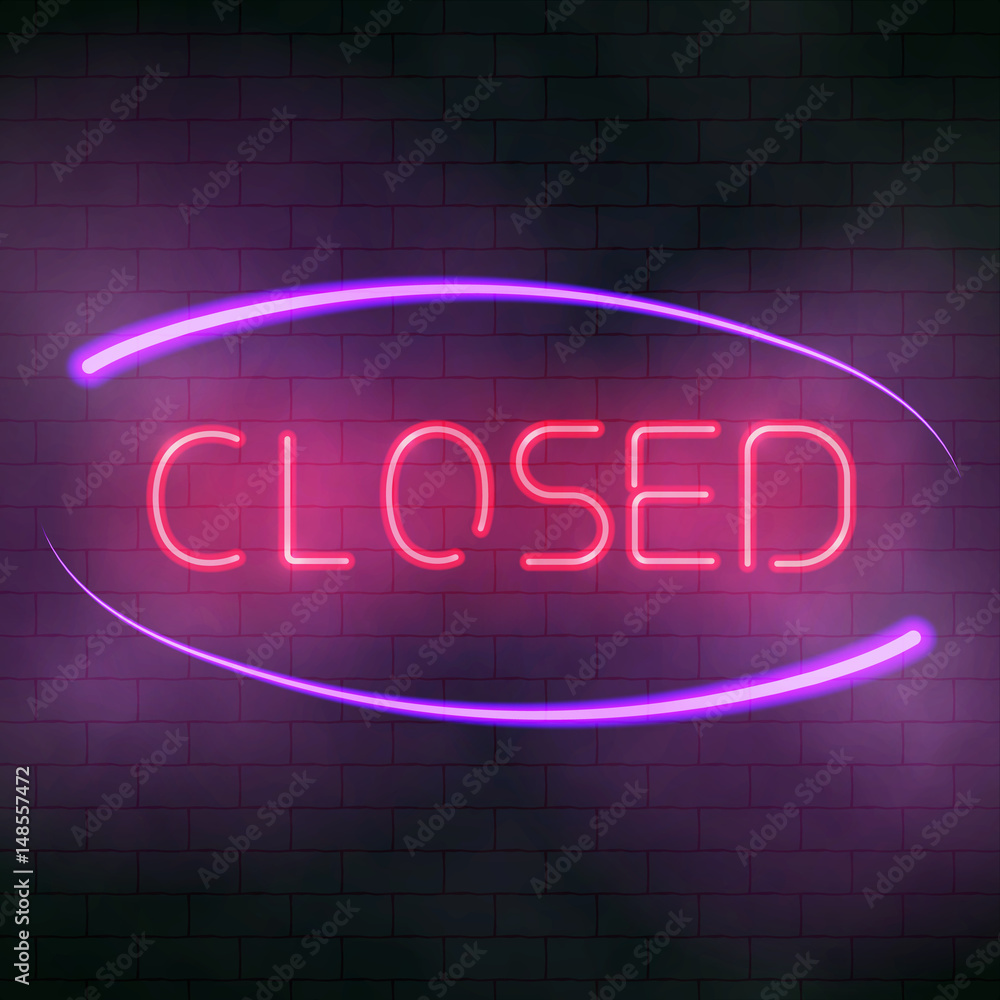 Luminous neon closed sign. Luminous neon closed sign.