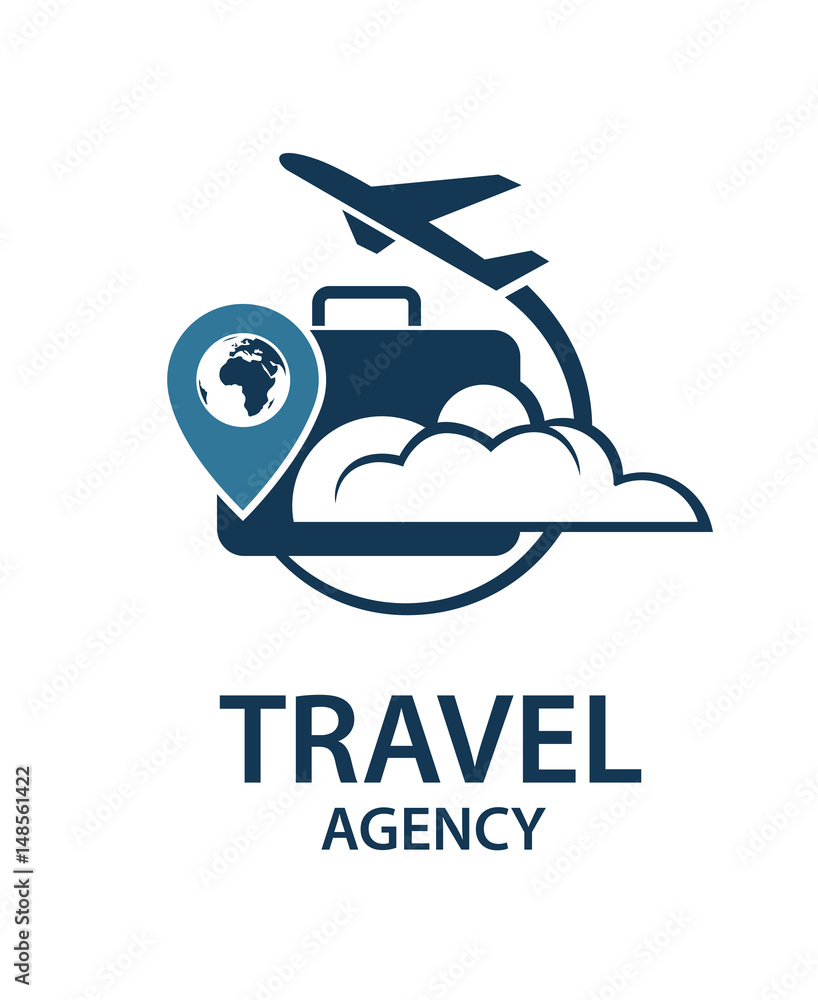 travel logo image with suitcase and airplane travel logo image with suitcase and airplane