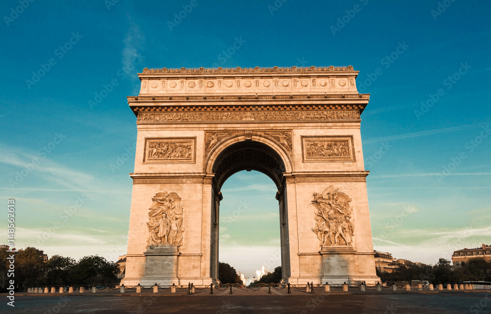 The famous Triumphal Arch , Paris, France.