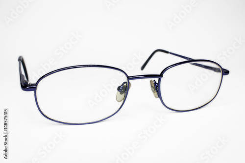 Blue eye glasses isolated on white background