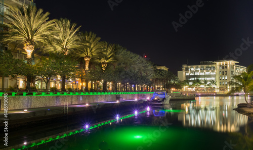 Camana Bay at Nighttime, a modern waterfront town by the Caribbean sea, Grand, Cayman Cayman Islands