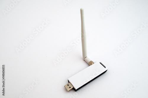 White internet adapter on a white background