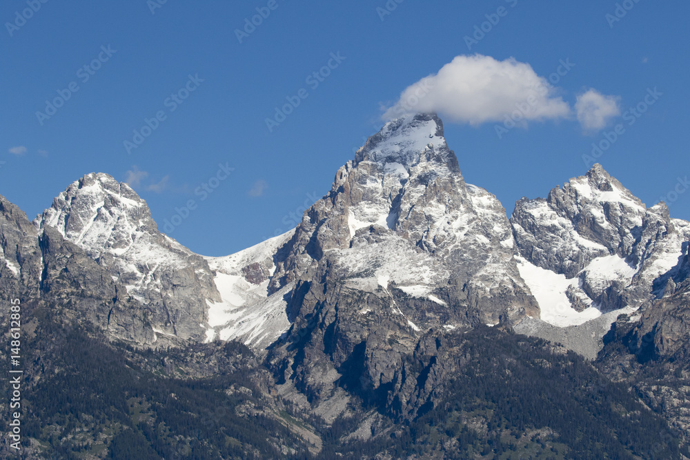Grand Teton, Mount Owen and glaciers in the valleys