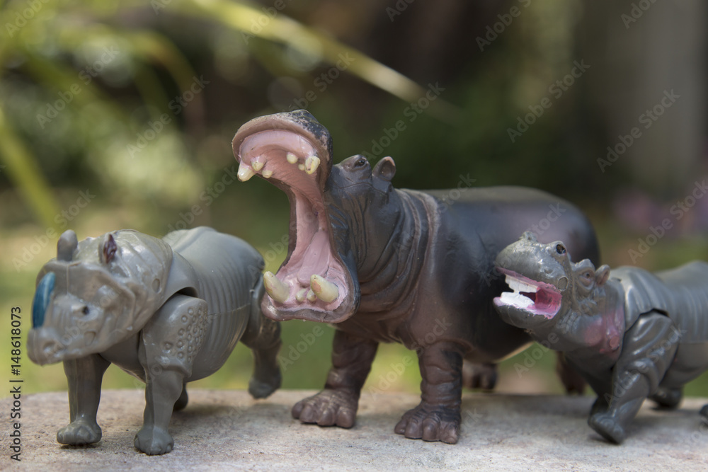 Fototapeta premium Hippo kids plastic toys family