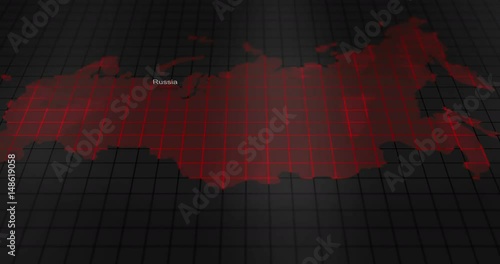 Futuristic Red digital ominous map of Russia