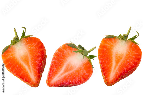 Strawberry cut in half of isolated