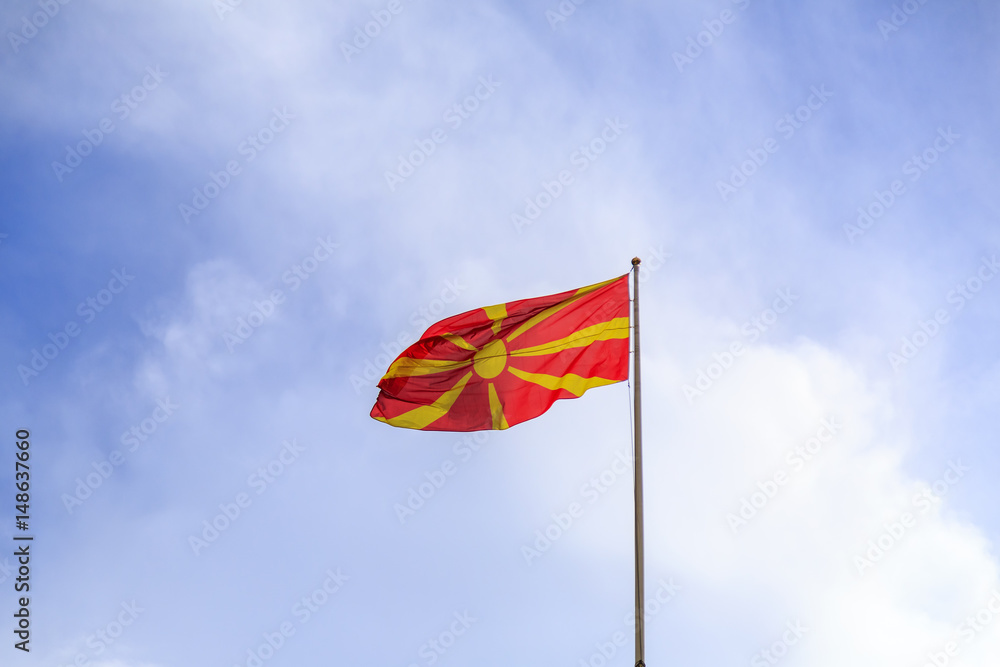 Macedonian flag waving in the sky