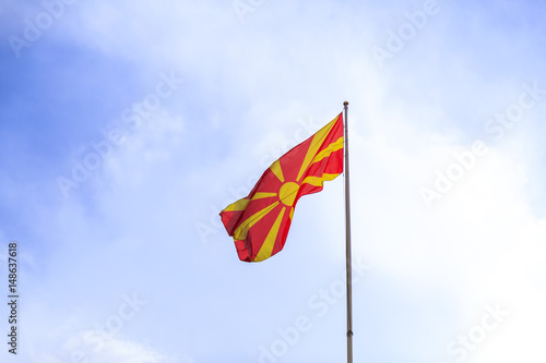 Macedonian flag waving in the sky