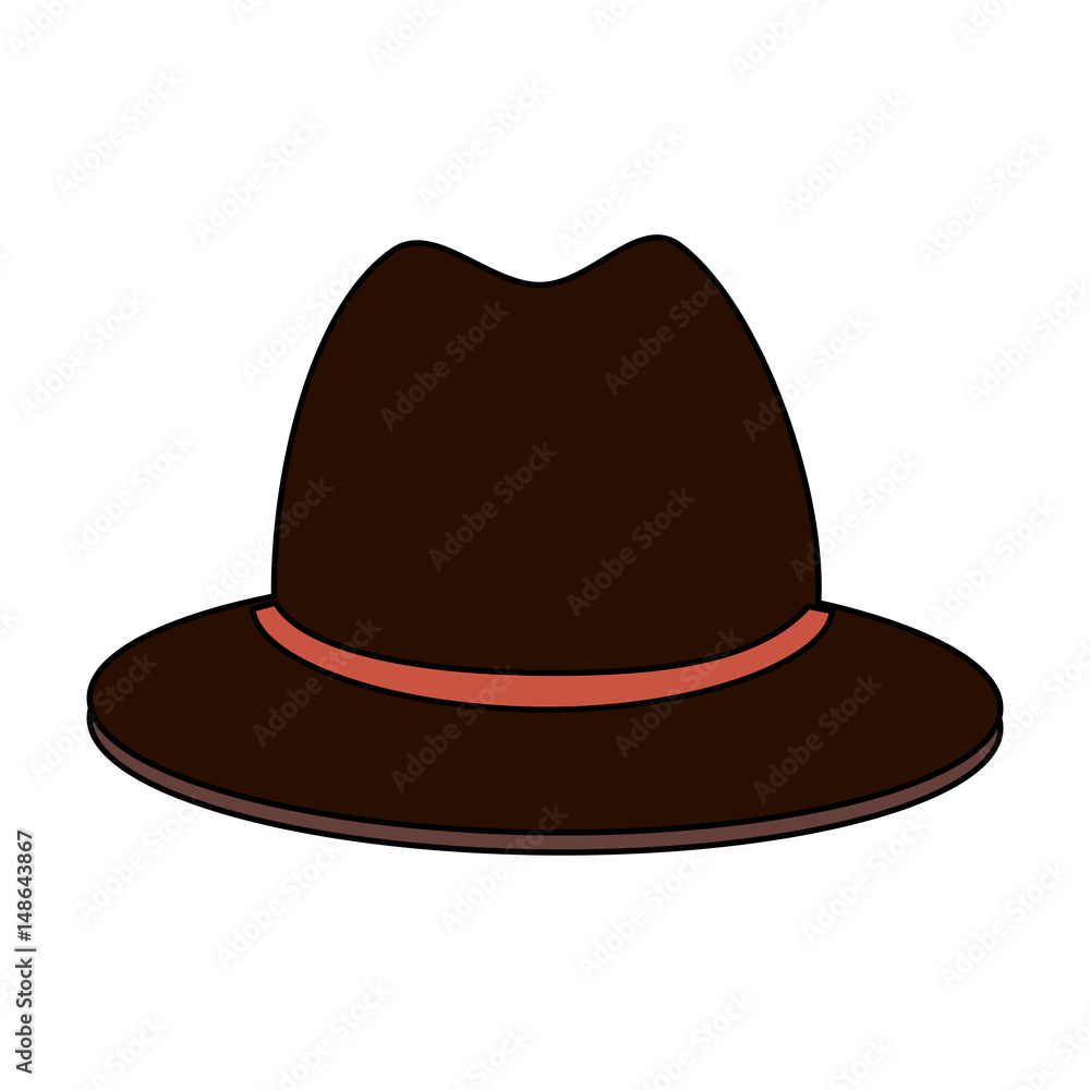 colorful silhouette front view brown hat with bow lace vector illustration colorful silhouette front view brown hat with bow lace vector illustration