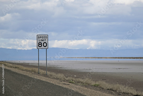 80 mph road sign in Utah near the Nevada border.