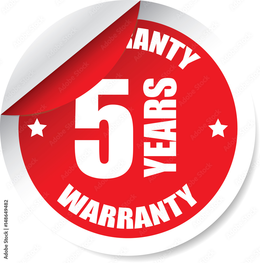 5 years warranty red Label, Sticker, Tag, Sign And Icon Banner Business ...