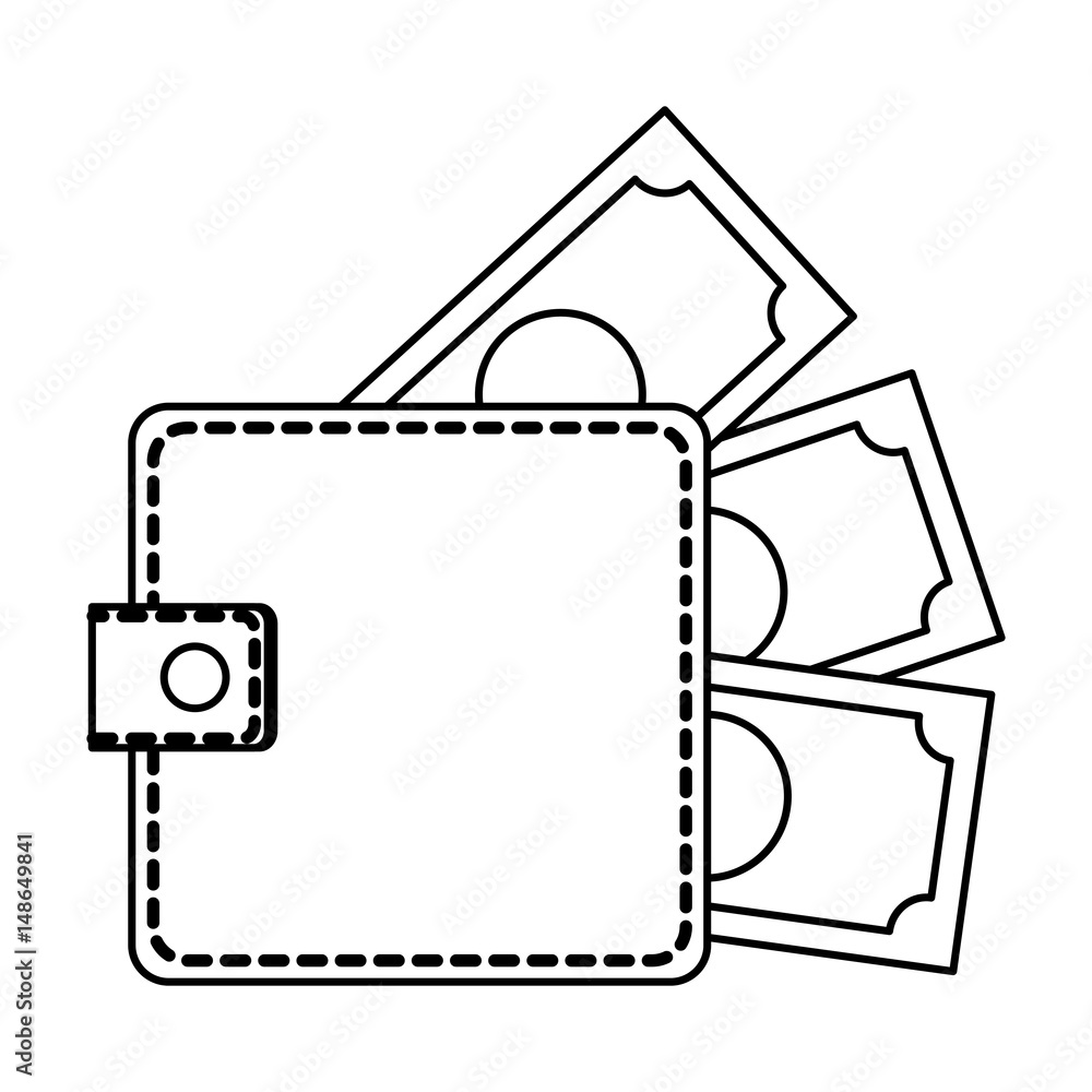 Fototapeta premium wallet with money bills icon over white background. vector illustration