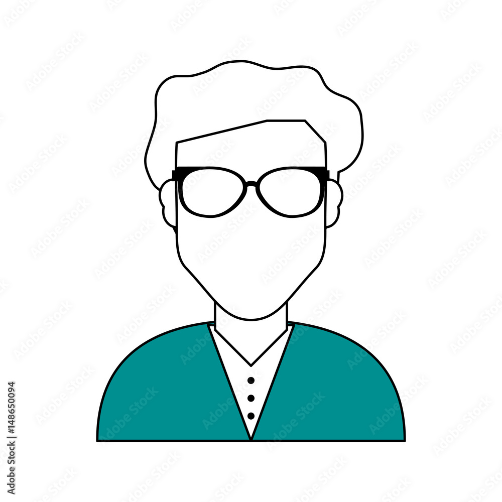 sketch color silhouette half body faceless man with glasses vector illustration sketch color silhouette half body faceless man with glasses vector illustration