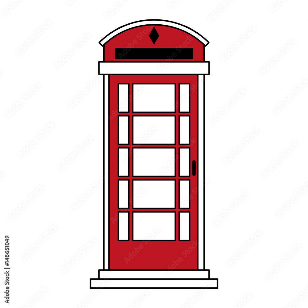 Obraz premium sketch color silhouette London red phone booth vector illustration