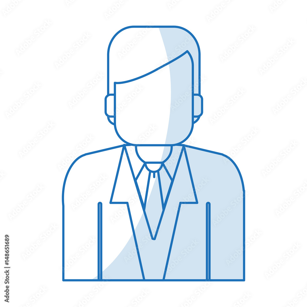 blue silhouette shading half body faceless man with executive suit vector illustration