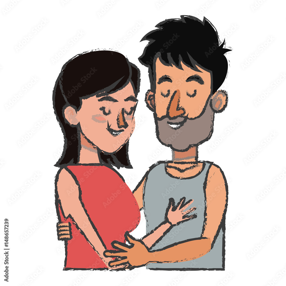 Obraz premium embracing couple relationship together design vector illustration