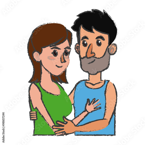 embracing couple relationship together design vector illustration