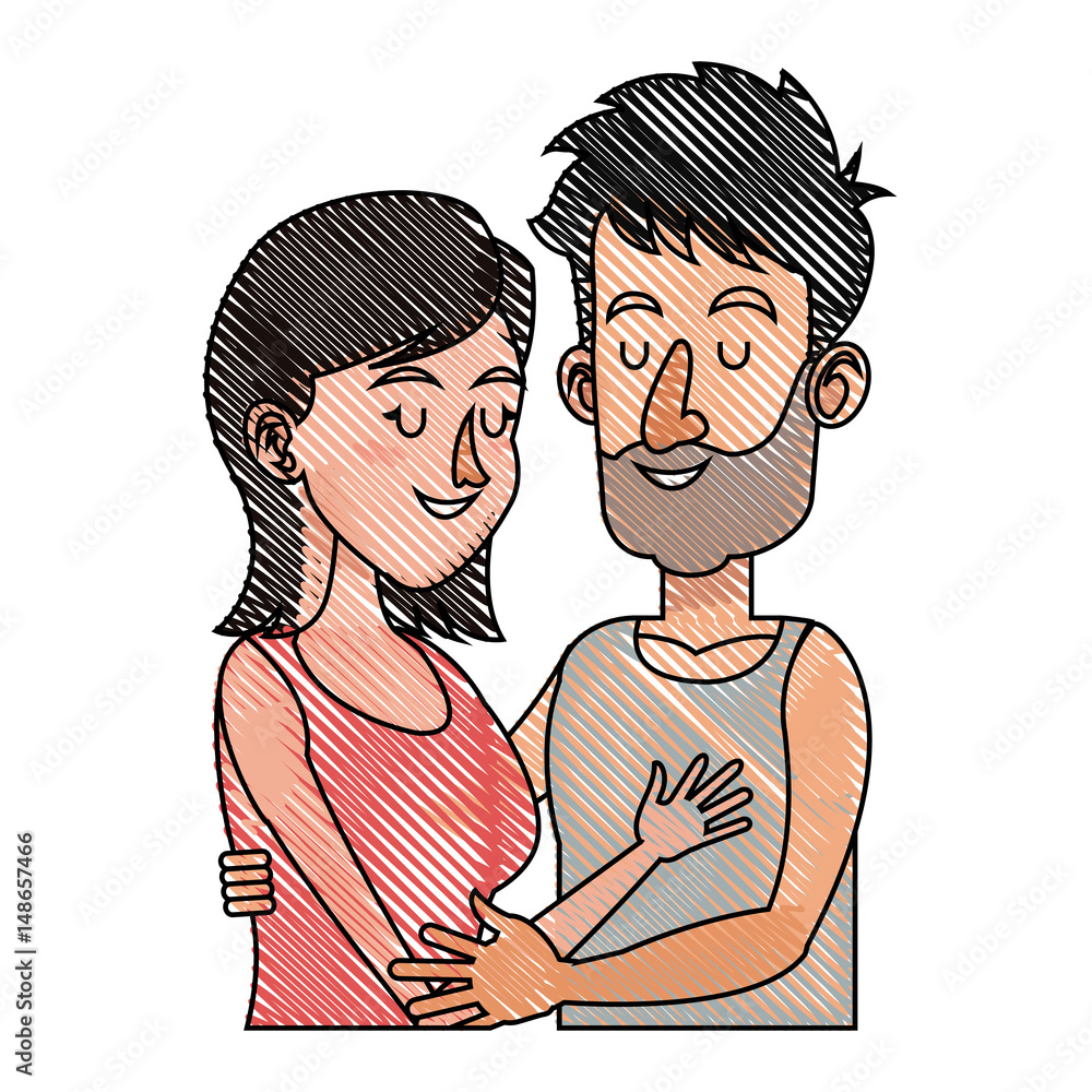 drawing embracing couple relationship together vector illustration drawing embracing couple relationship together vector illustration