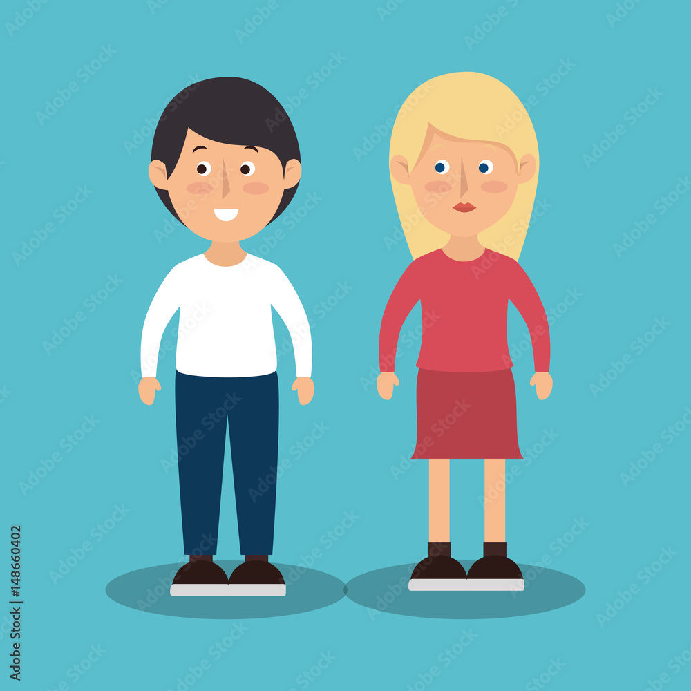 young couple avatars characters vector illustration design young couple avatars characters vector illustration design