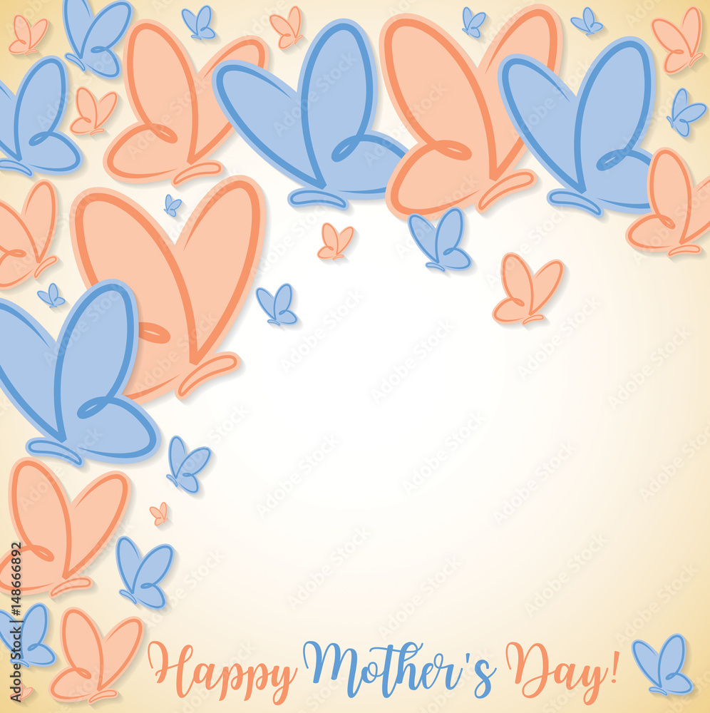 Happy Mother's Day butterfly card in vector format. Happy Mother's Day butterfly card in vector format.