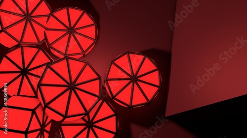 Abstract red 3d barrels background.