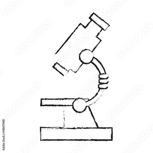 black blurred silhouette cartoon microscope science tool vector illustration
