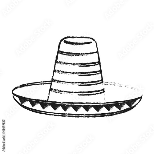 blurred silhouette mexican hat accesory costume vector illustration