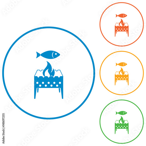Grilled fish icon. Vector illustration