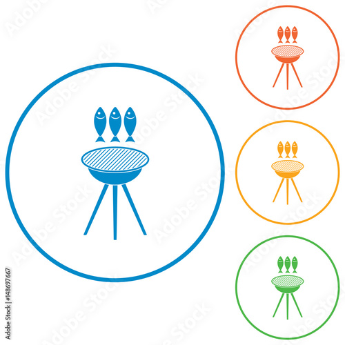 Grilled fish icon. Vector illustration