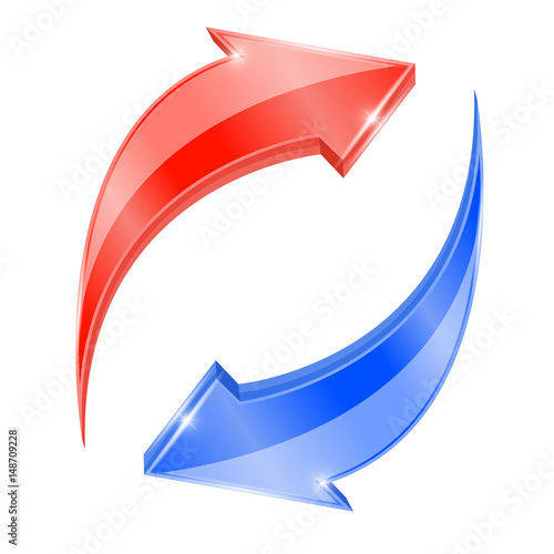 Red and blue arrows in circular motion. Recycling symbol Free Download Red and blue arrows in circular motion. Recycling symbol - GFXLoad