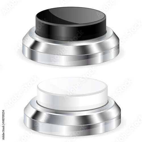 Black and white push buttons with metal base