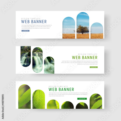 banners with a place for photos in the form of rectangles with rounded corners.