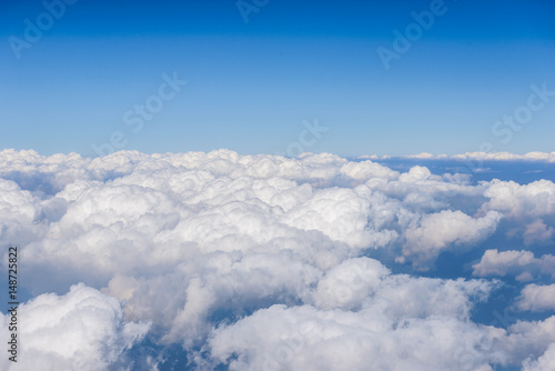 View of Clouds and sky from airplane window