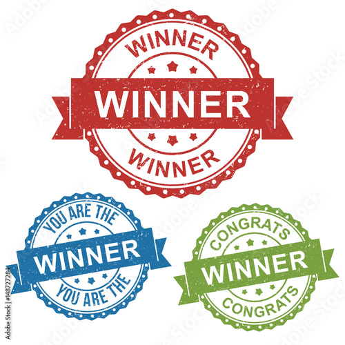 winner congrats circle stamp rugged