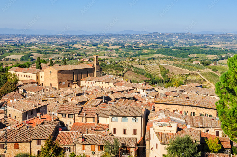 View from the Fortress La Rocca - San Gimignano, Tuscany, Italy