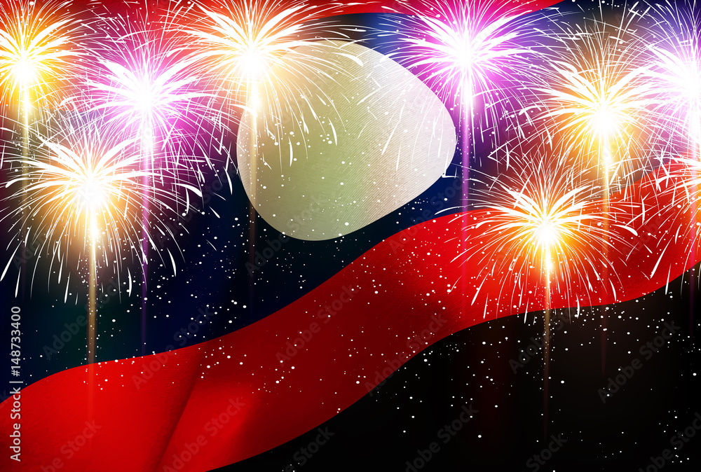 ラオス花火国旗背景stock Vector Adobe Stock