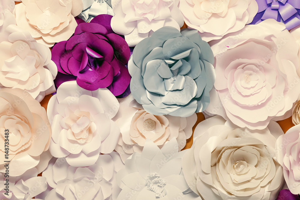 Background of paper flowers