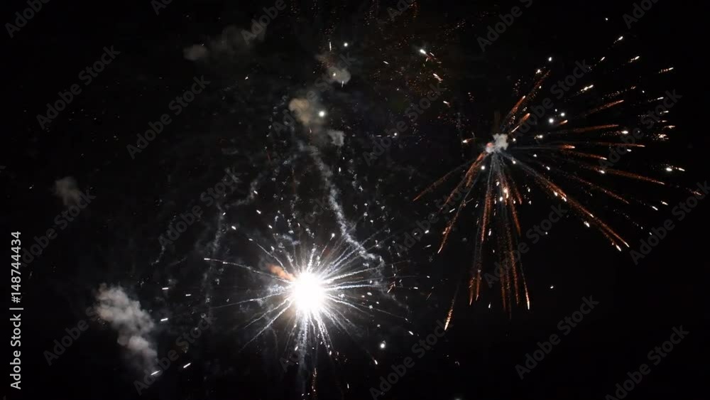 Fireworks exploding in the dark night sky Fireworks exploding in the dark night sky