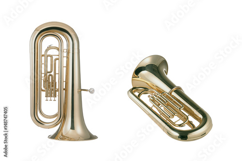Euphoniums isolated on white background with clipping mask.
 photo