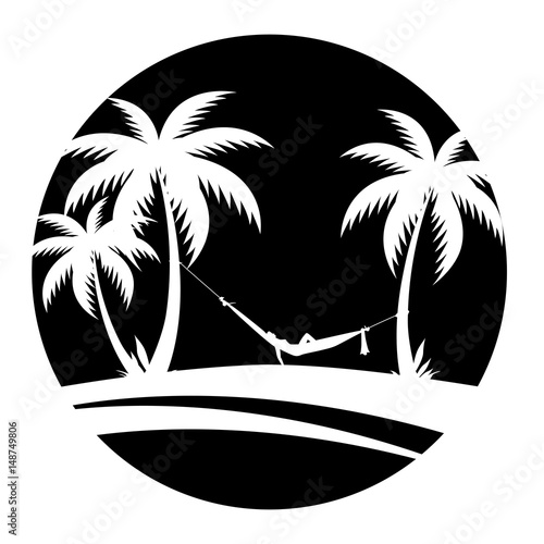 Sommer - Palmen mit Hängematte (in Schwarz)