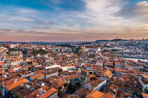Sunset in Porto city, Portugal - view from Clerigos Tower
