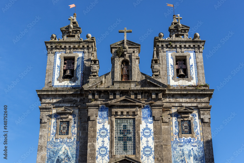 Front view of Saint Ildefonso of Toledo Church in Porto, Portugal