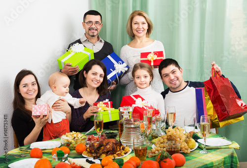 Big family at festive table