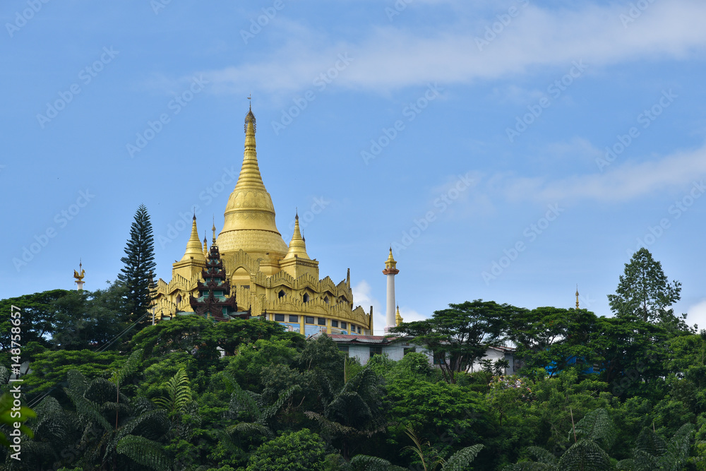Golden pagoda famous places land mark in mang lah shan state myanmar. Nearly china ishuangbanna, Sibsongbanna,Sipsong Panna