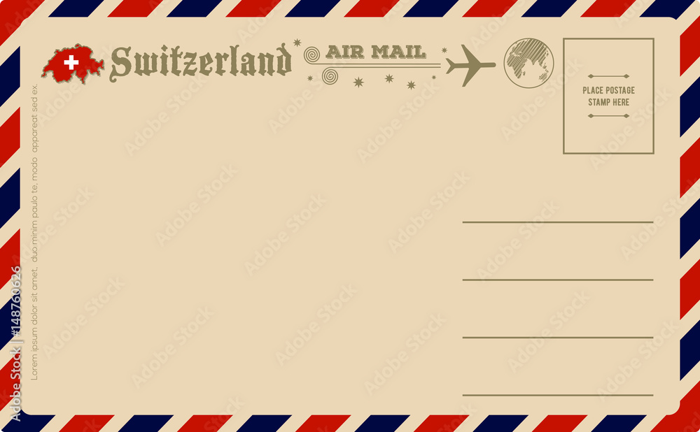 Obraz premium Vintage postcard with map of Switzerland