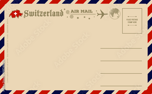 Vintage postcard with map of Switzerland