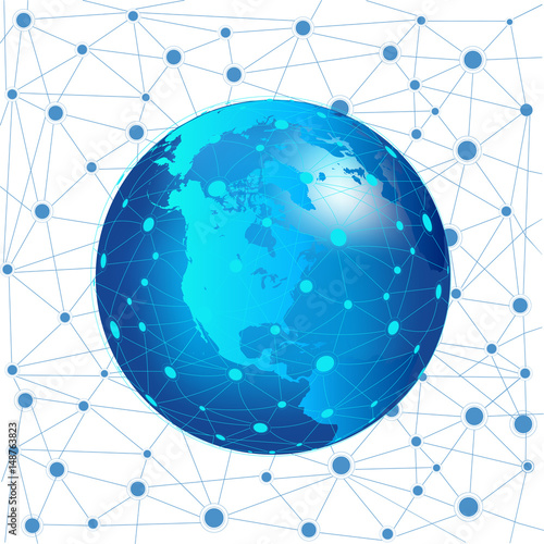Internet technology Global network connection.Digital Network and data exchange.