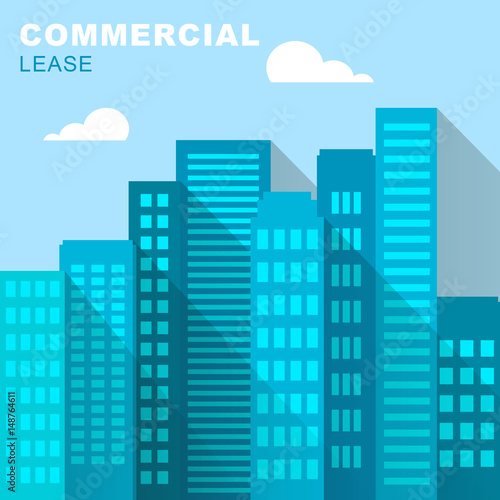 Commercial Lease Downtown Describes Real Estate 3d Illustration