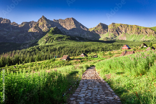 Trail in Tatras leading to a small village, Poland, Europe